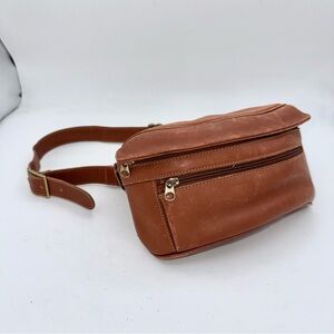 Coach - vintage Y2K unisex brown leather belt / waist bag funny pack made in USA